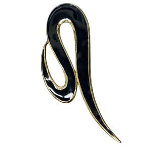 M Jent Vintage Gold Tone Navy Blue Abstract Brooch Pin
